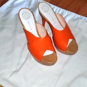 Orange Versace platforms 39